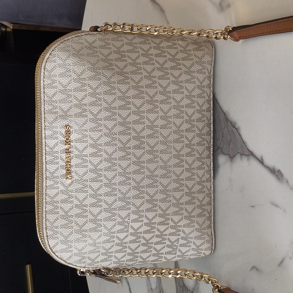 Michael Kors Tan and Brown Crossbody Bag